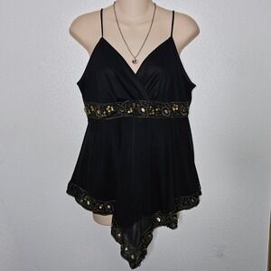 ING Black Sequin Handkerchief Camisole Tank Top